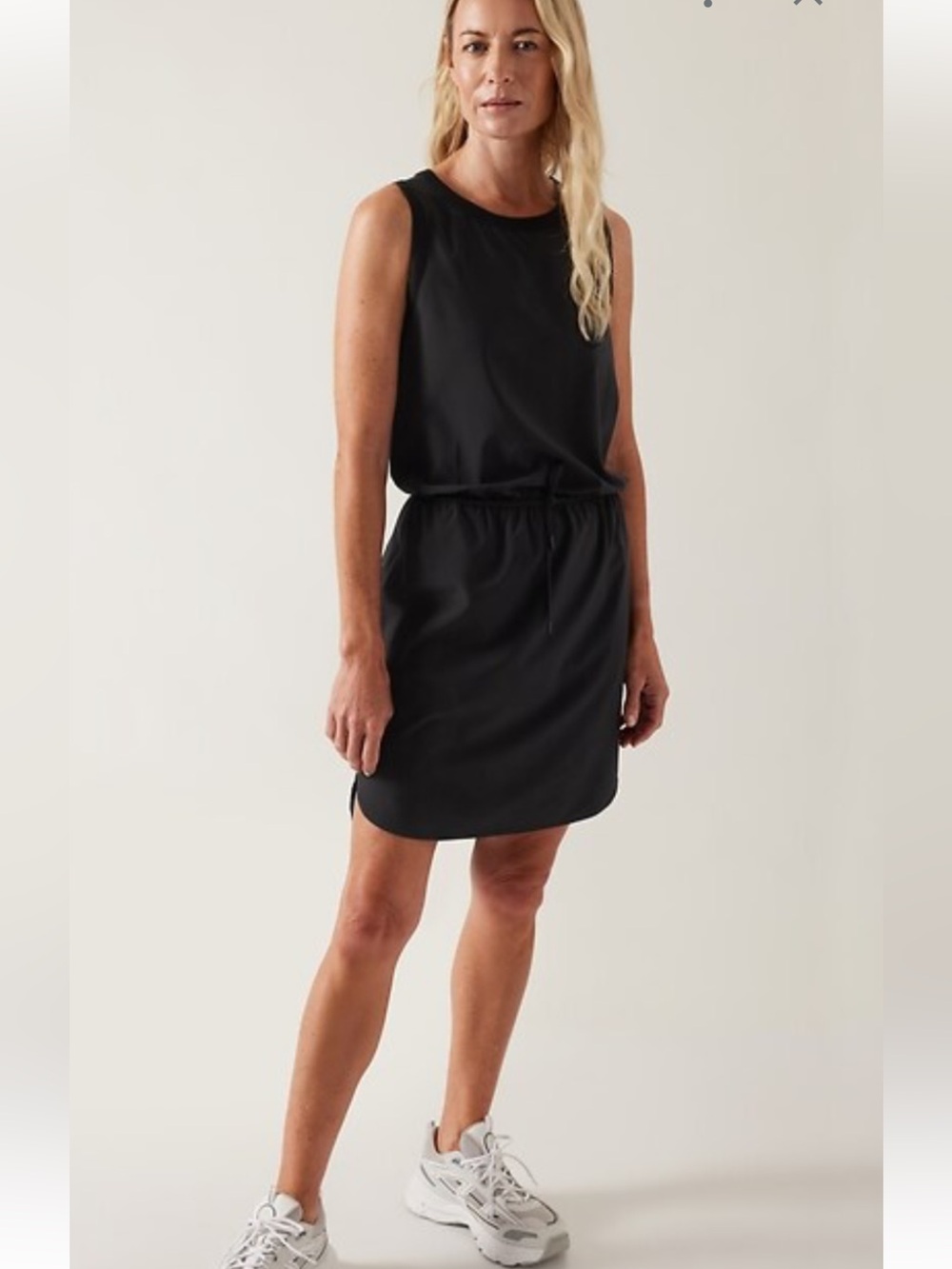 Athleta Black Sleeveless Rincon Drawstring Dress